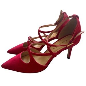 Talbots Vibrant Red Strappy Suede Heels